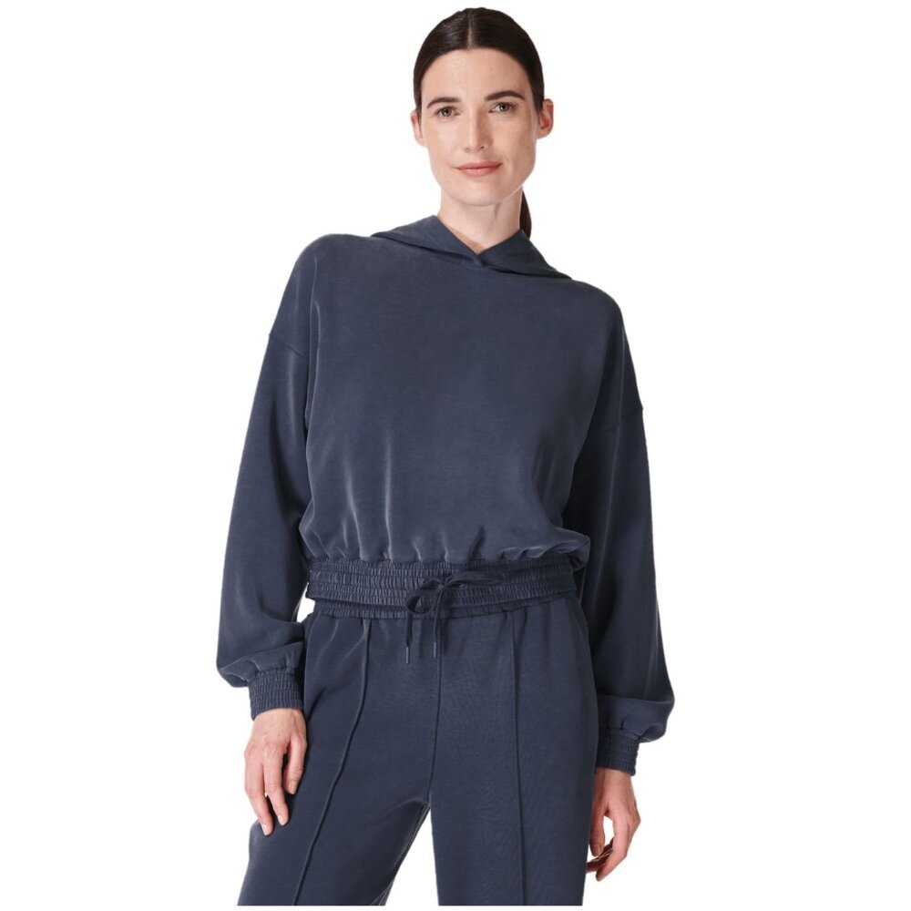 Sweaty Betty Sand Wash CloudWeight Crop Hoodie - Navy